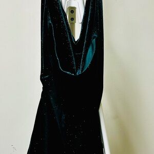 Forest green velvet mini dress